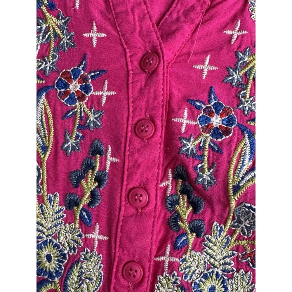 ANTHROPOLOGIE Luna Moon Pink Embroidered Popover Shirt Top Size M - Picture 14 of 16